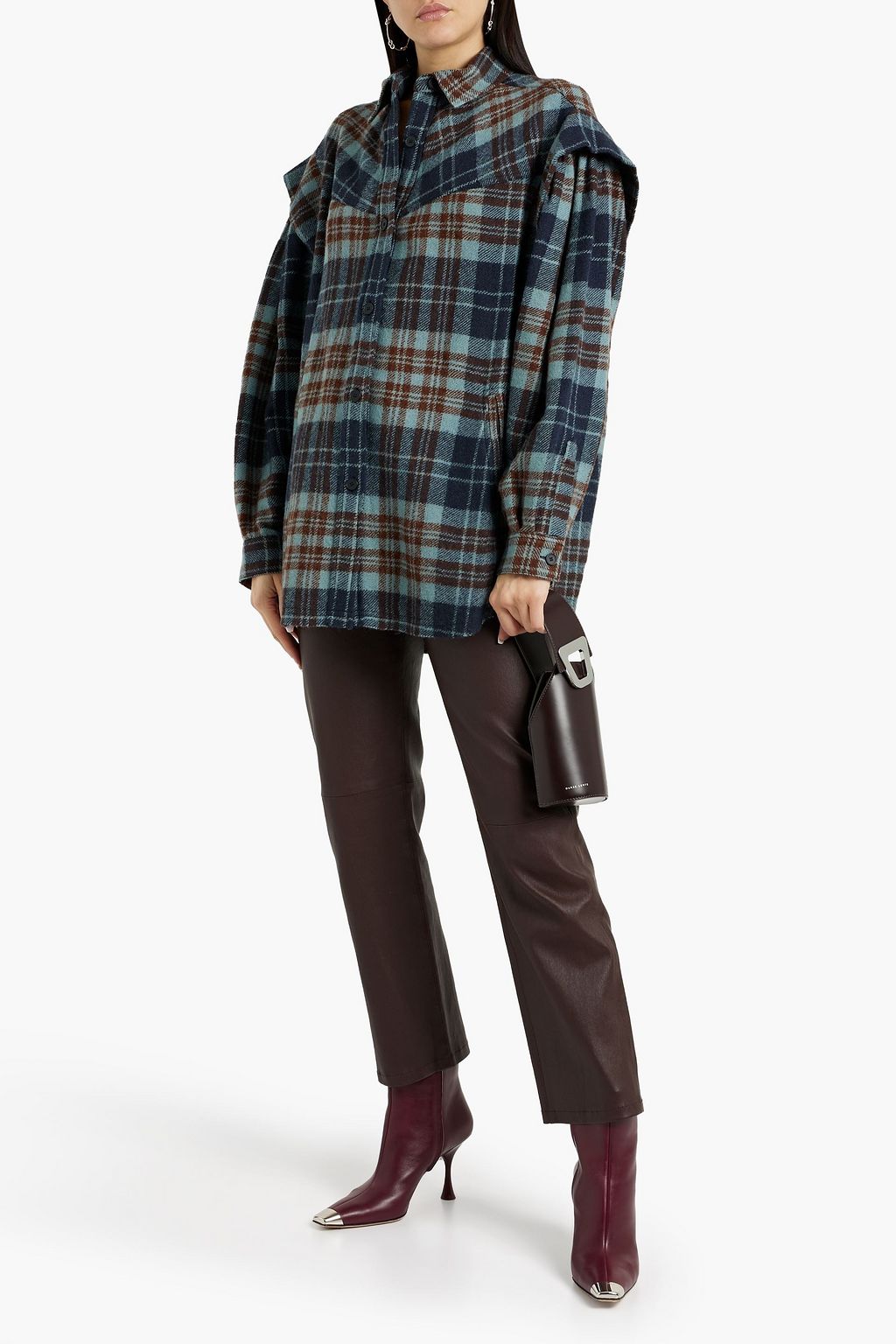 IRO Gabyn checked wool-twill shirt