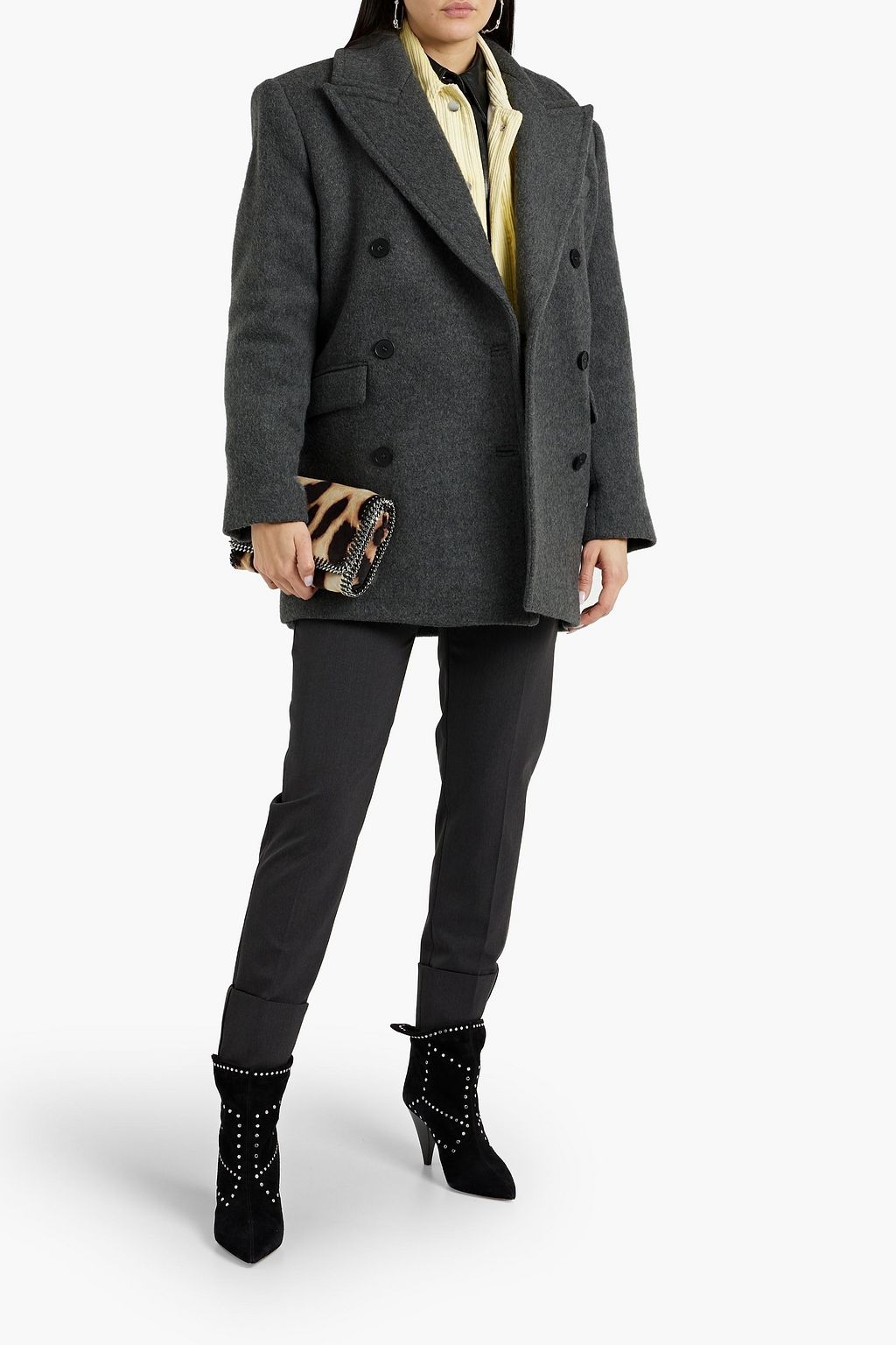 IRO Lidi double-breasted brushed wool-blend felt coat