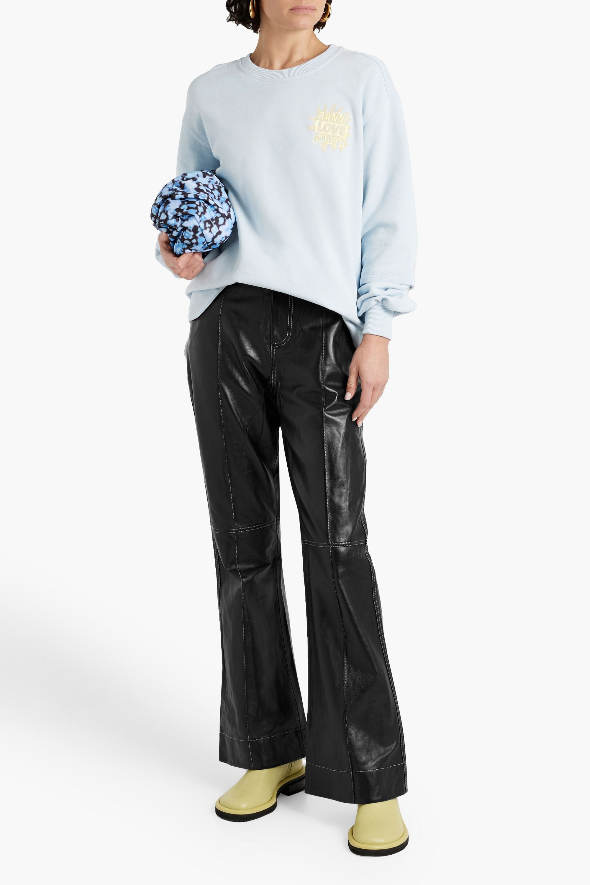 GANNI Leather flared pants