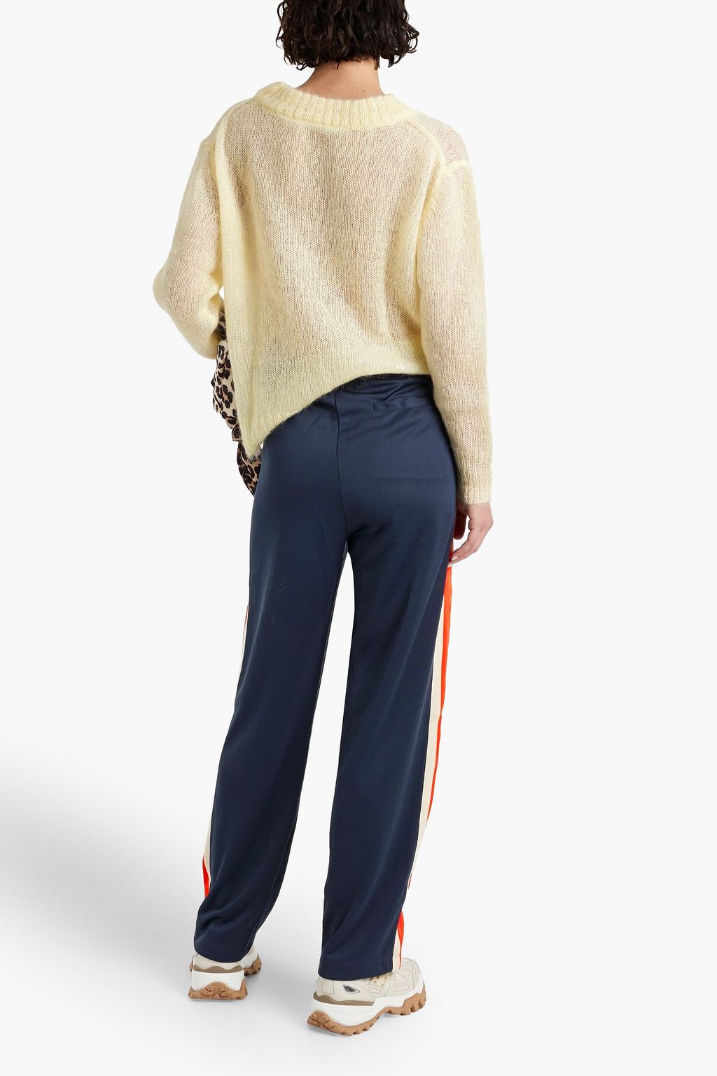 GANNI Embroidered mohair-blend sweater