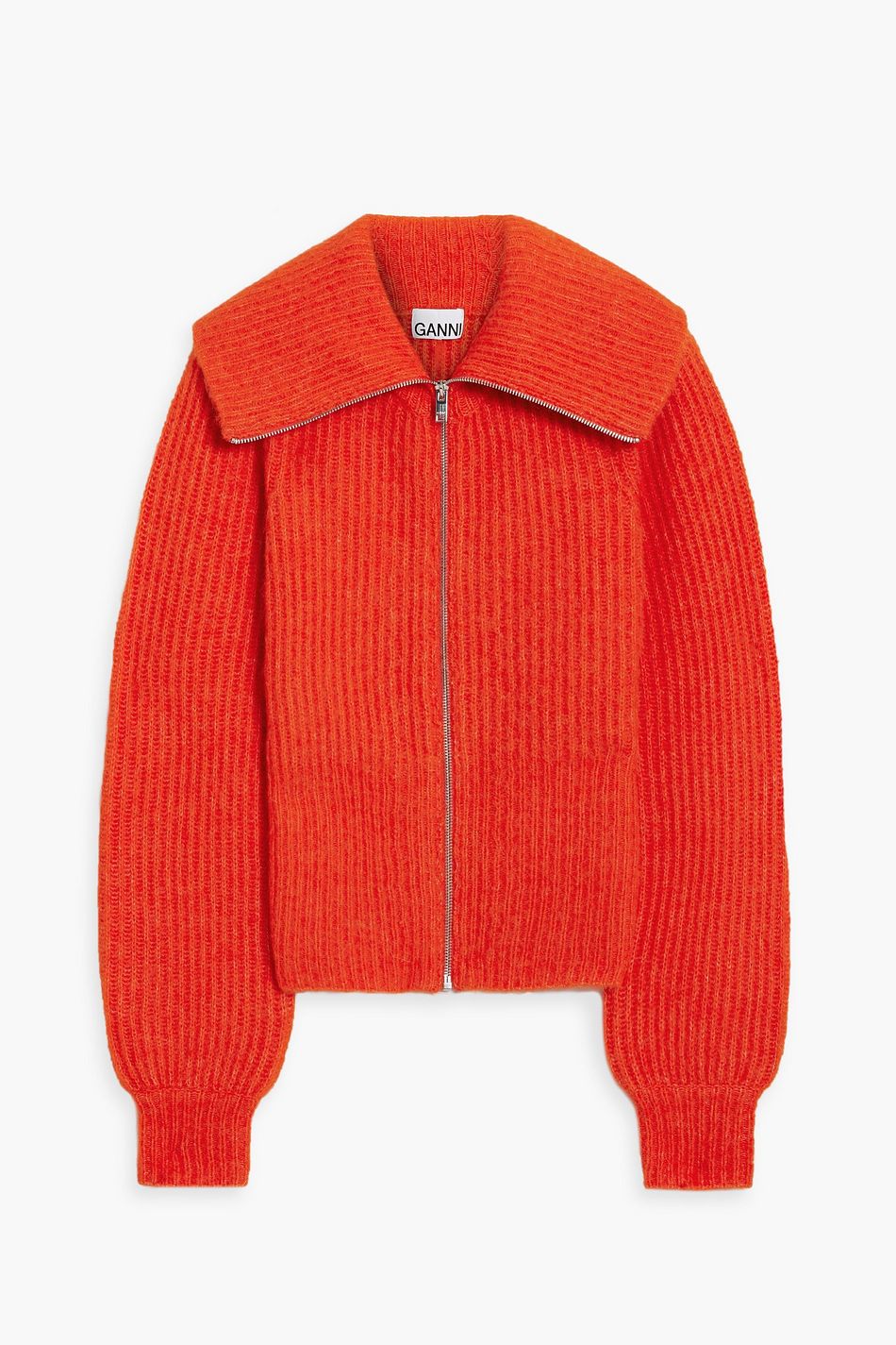 GANNI Brushed ribbedknit zipup sweater THE