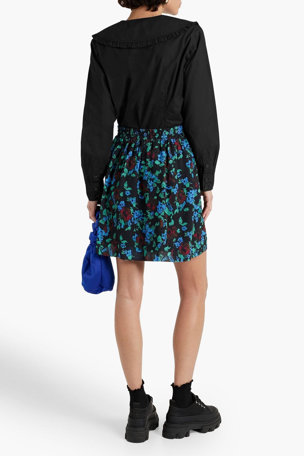 GANNI Ruffled cotton-poplin blouse