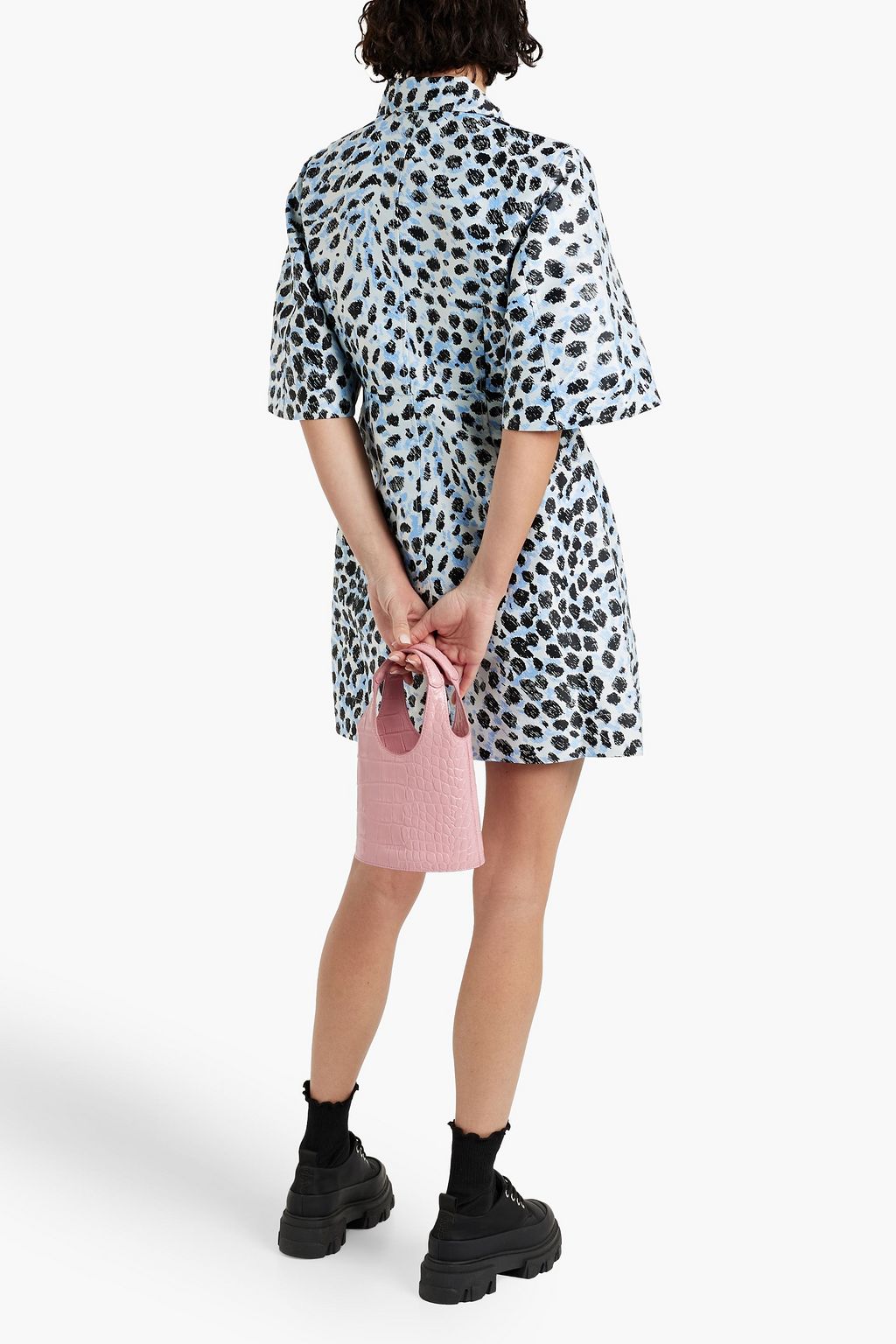 GANNI Jacquard mini shirt dress