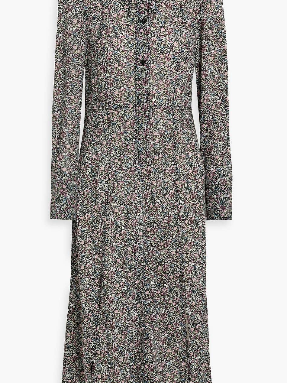 printed crepe midi shirt dress