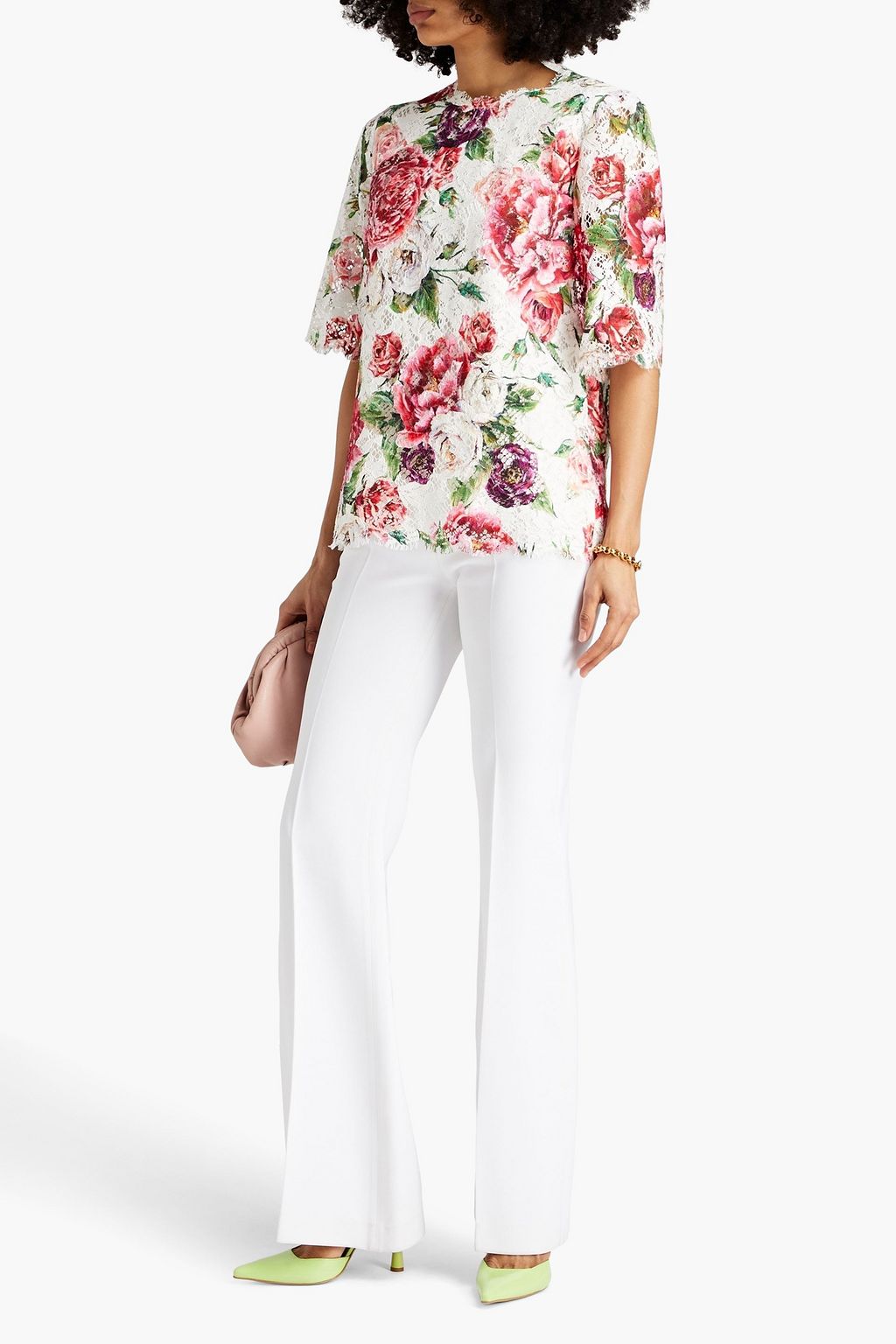 DOLCE&GABBANA コードレース トップス フローラルプリント