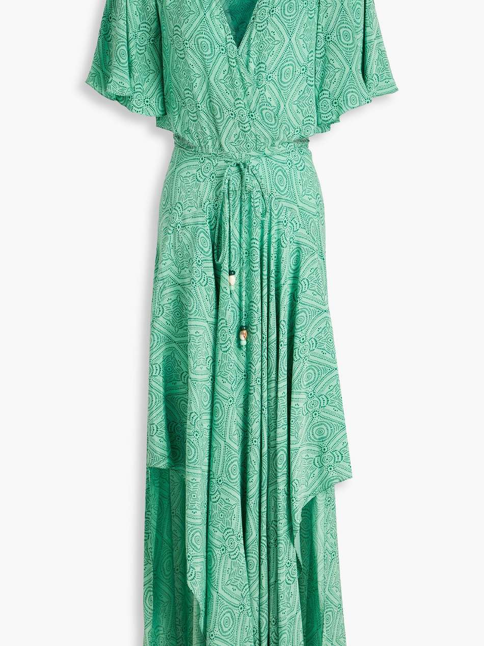 wrap-effect printed cupro-blend maxi dress