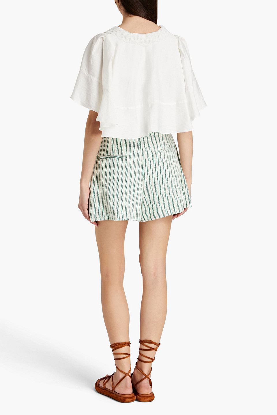 Sandro Mathis Striped Cotton-blend Tweed Shorts In Ecru