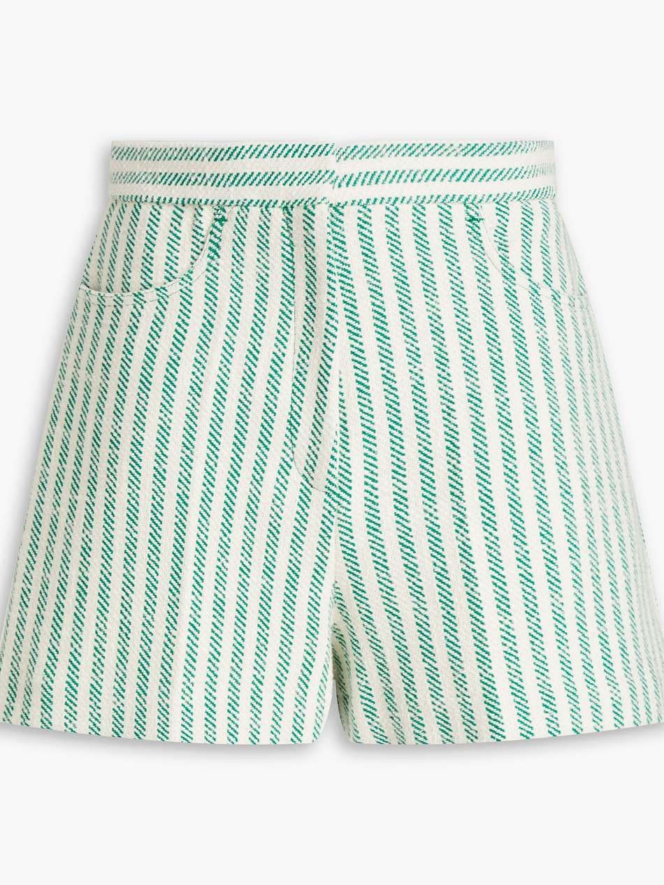 striped cotton-blend tweed shorts