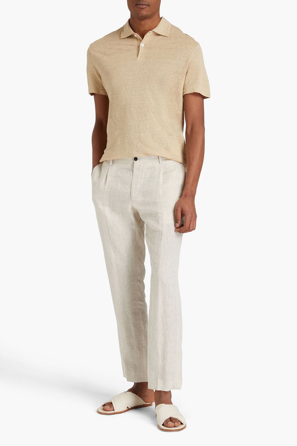 SANDRO Beach linen-jersey polo shirt