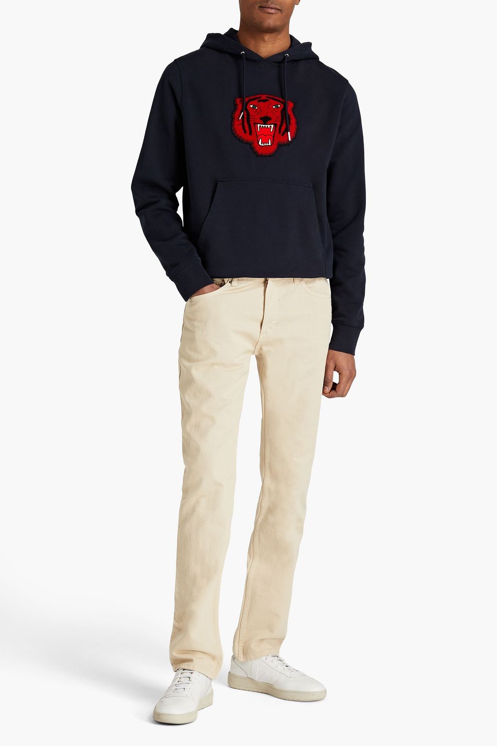 SANDRO Appliquéd French cotton-terry hoodie