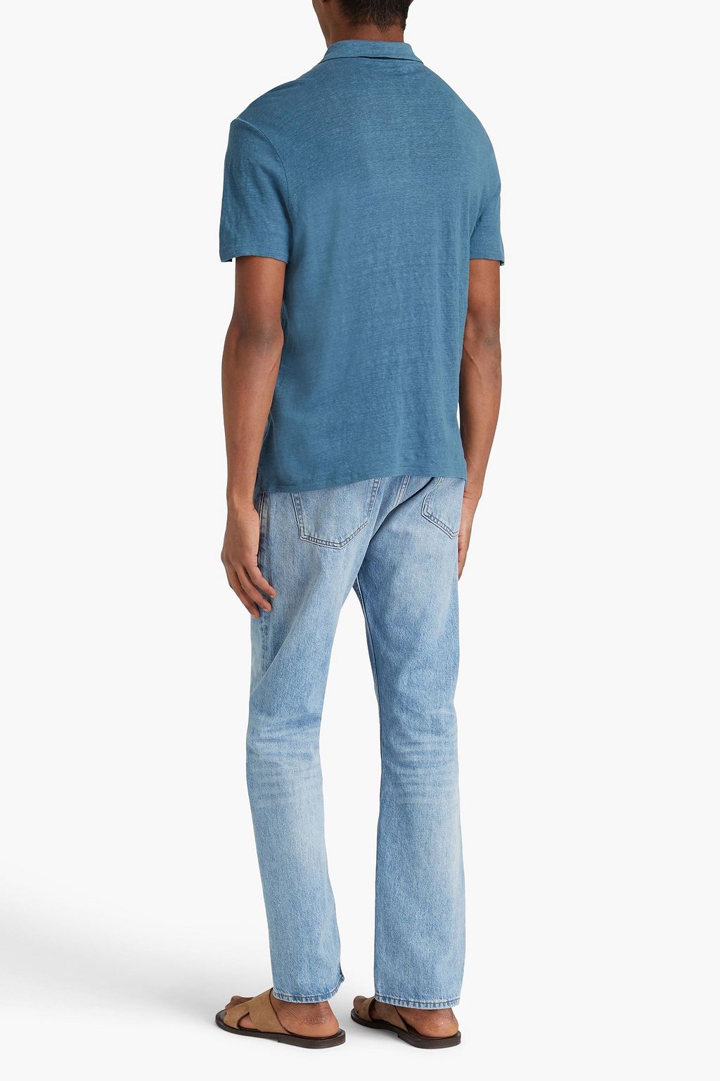 SANDRO Beach linen-jersey polo shirt
