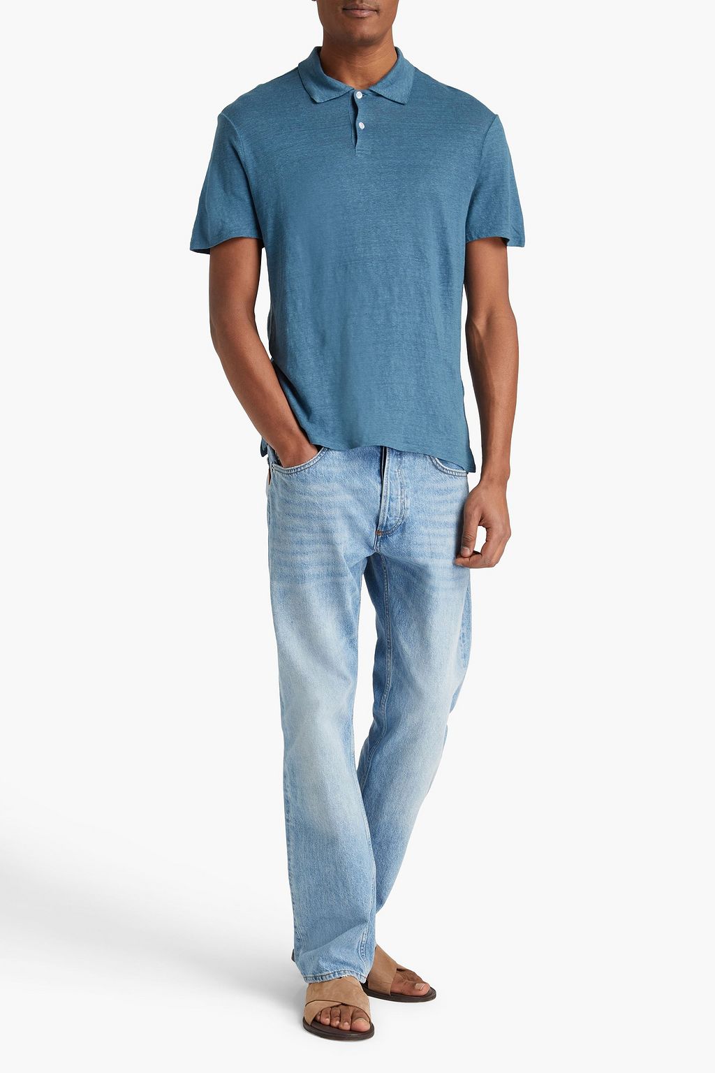 SANDRO Beach linen-jersey polo shirt