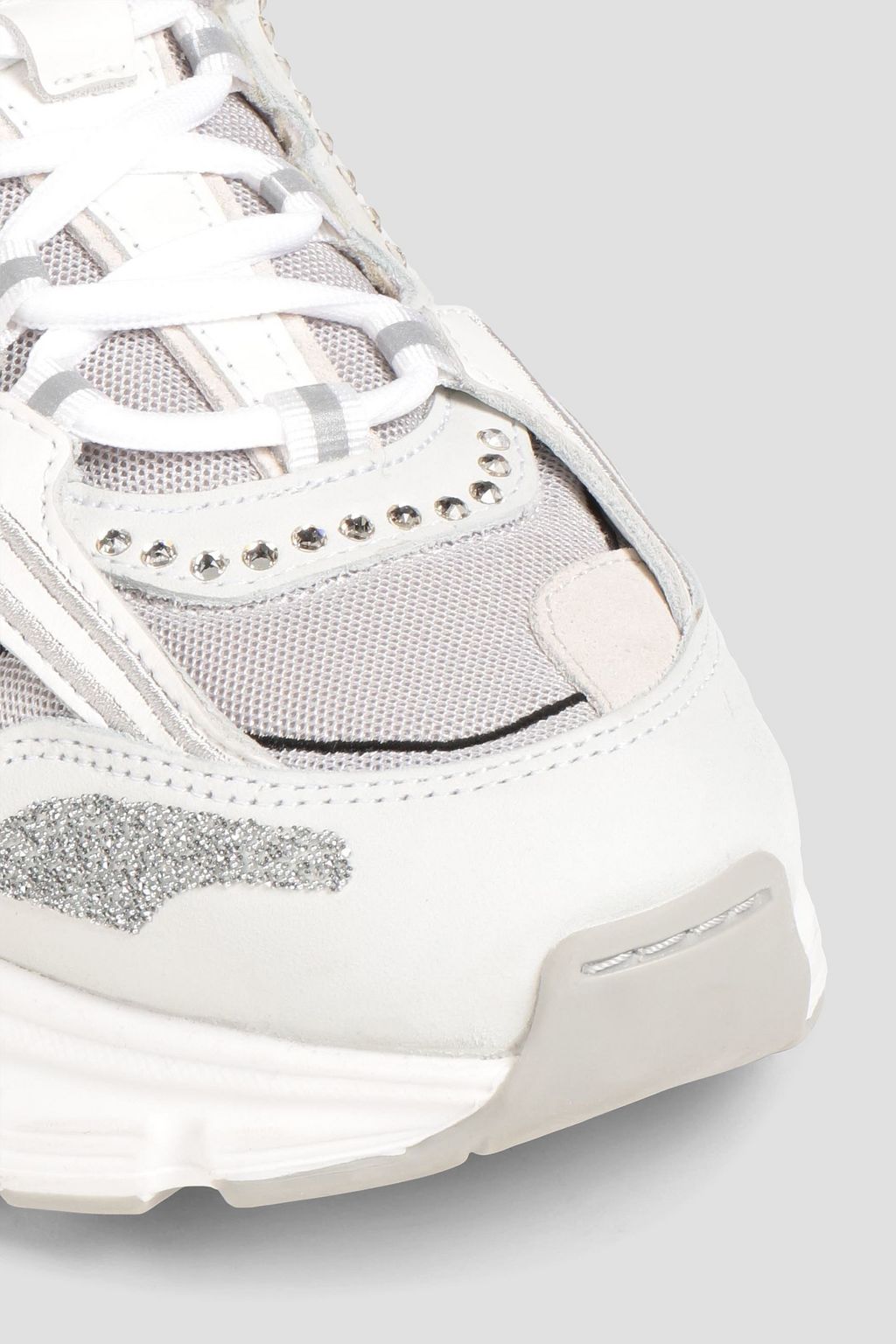 AXEL ARIGATO Glittered leather and mesh sneakers