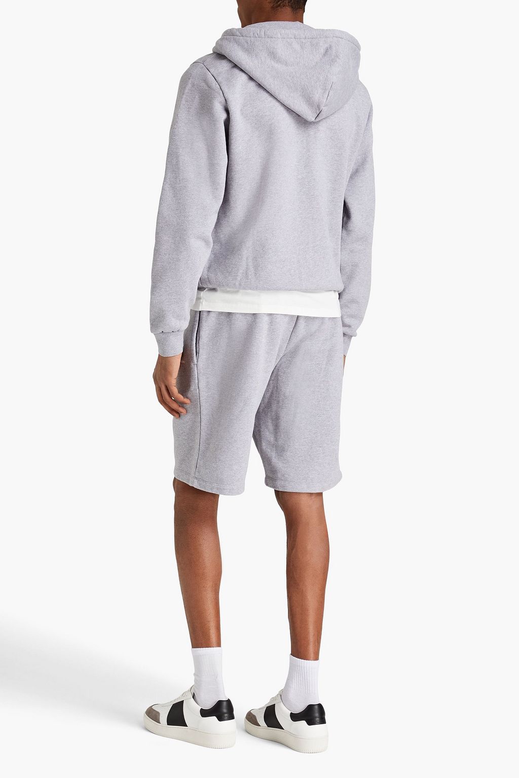 SANDRO Mélange cotton-fleece zip-up hoodie