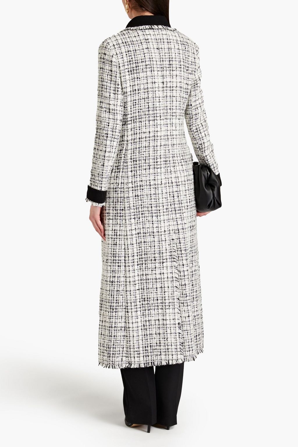 DOLCE & GABBANA Frayed crepe-paneled tweed jacket