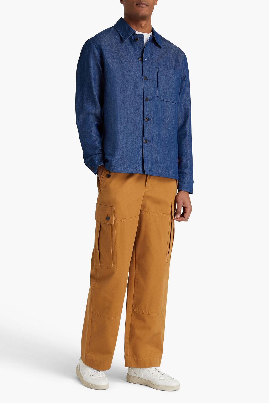SANDRO Appliquéd chambray shirt