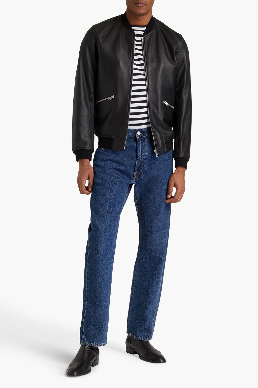 SANDRO Monaco leather bomber jacket