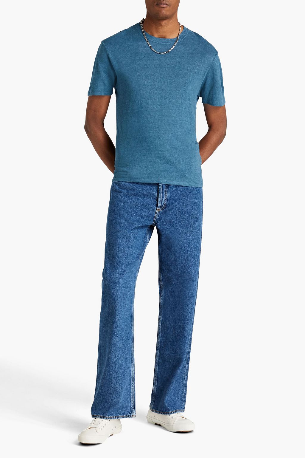 SANDRO Clash slub linen T-shirt