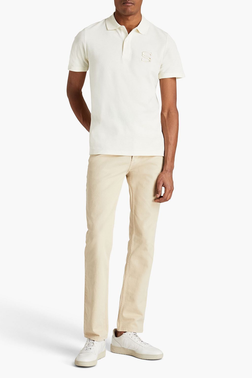 SANDRO Cotton-piqué polo shirt