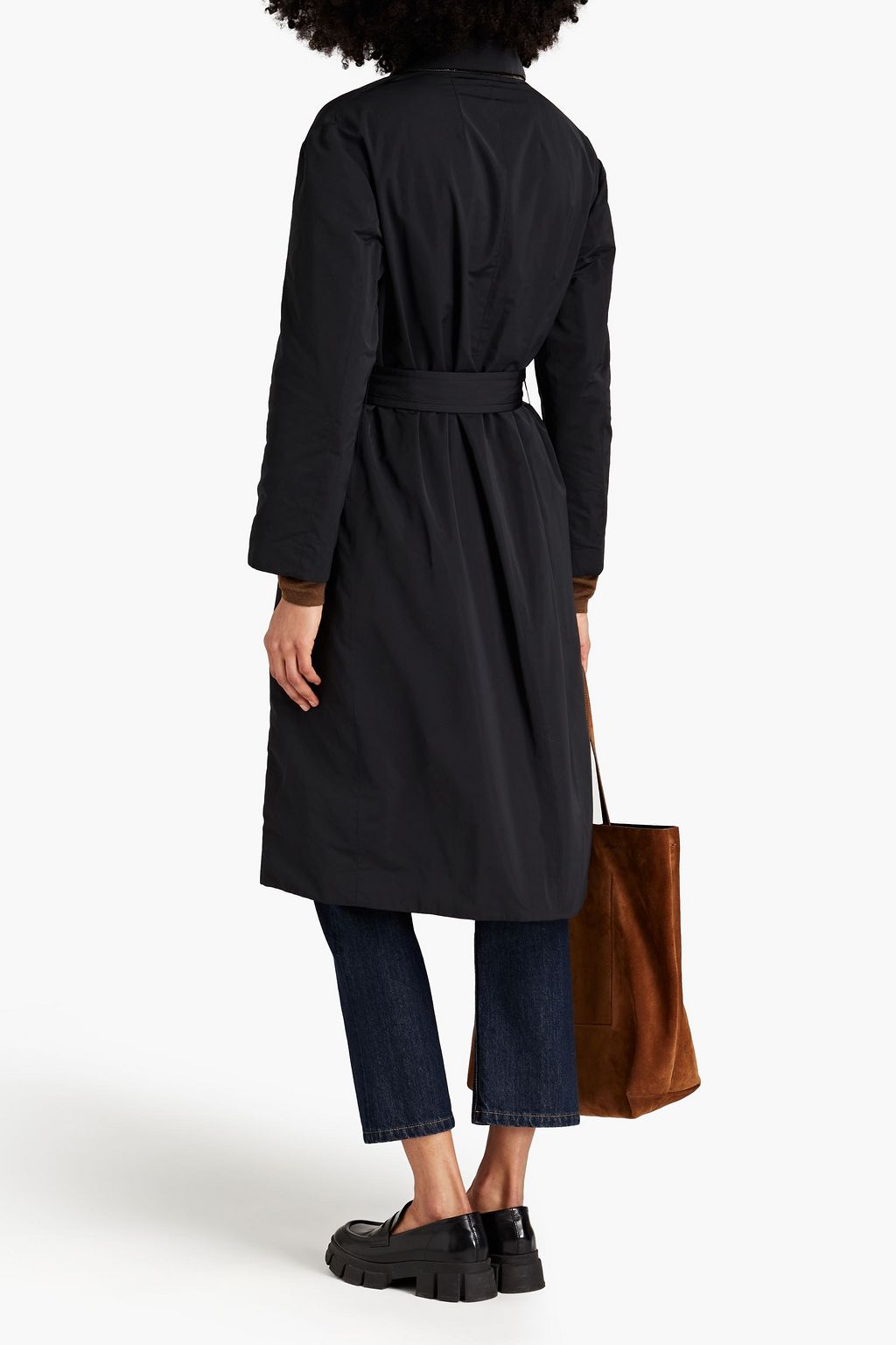 BRUNELLO CUCINELLI Reversible double-breasted bead-embellished shell trench coat