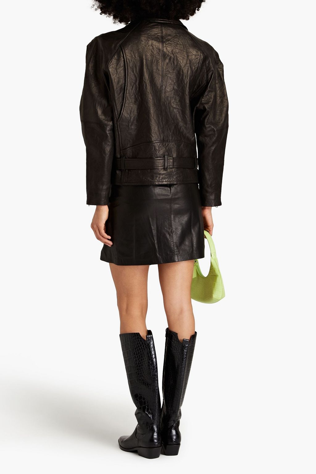 IRO Kabuki belted crinkled leather biker jacket