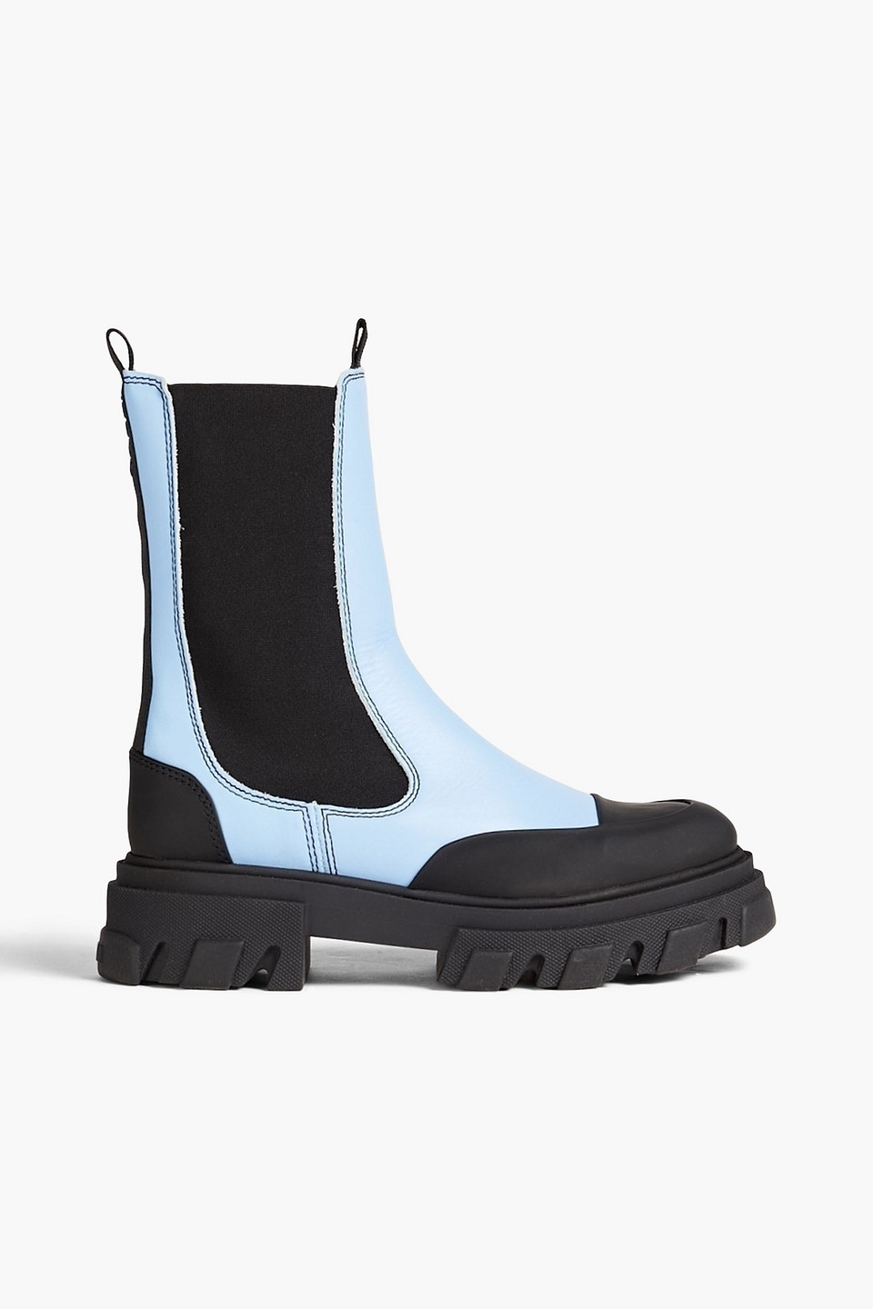 Ganni Leather Chelsea Boots In Sky Blue