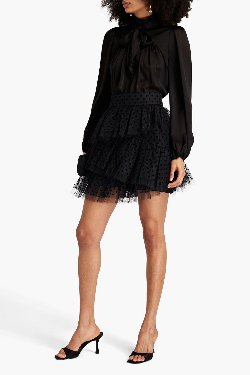 ZIMMERMANN Tiered flocked tulle mini skirt