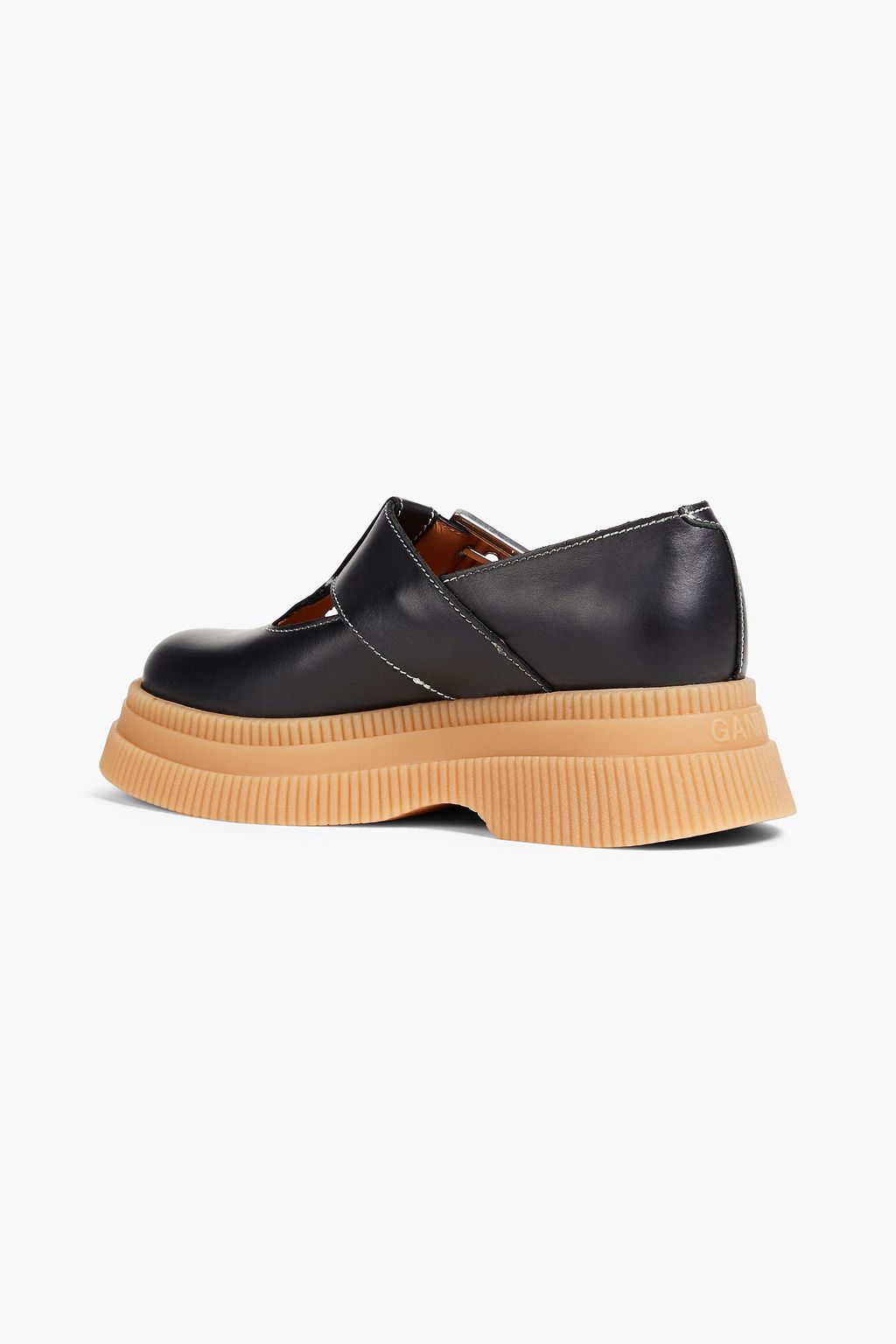 GANNI Buckled leather loafers