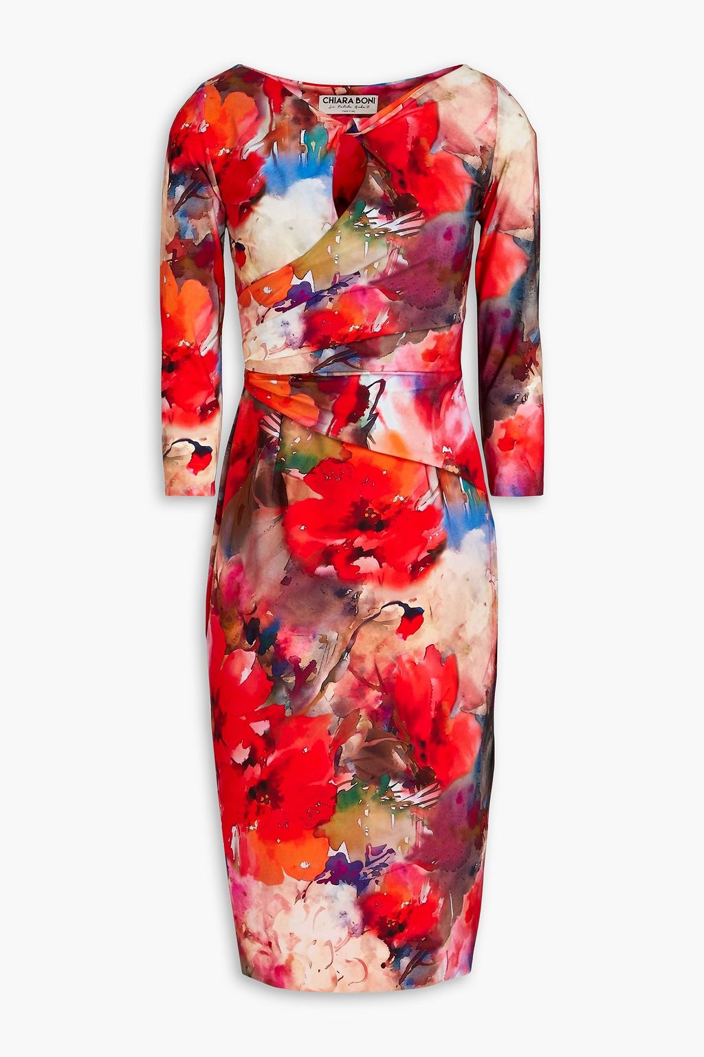 CHIARA BONI LA PETITE ROBE Kelcie wrap effect gathered printed scuba dress THE OUTNET