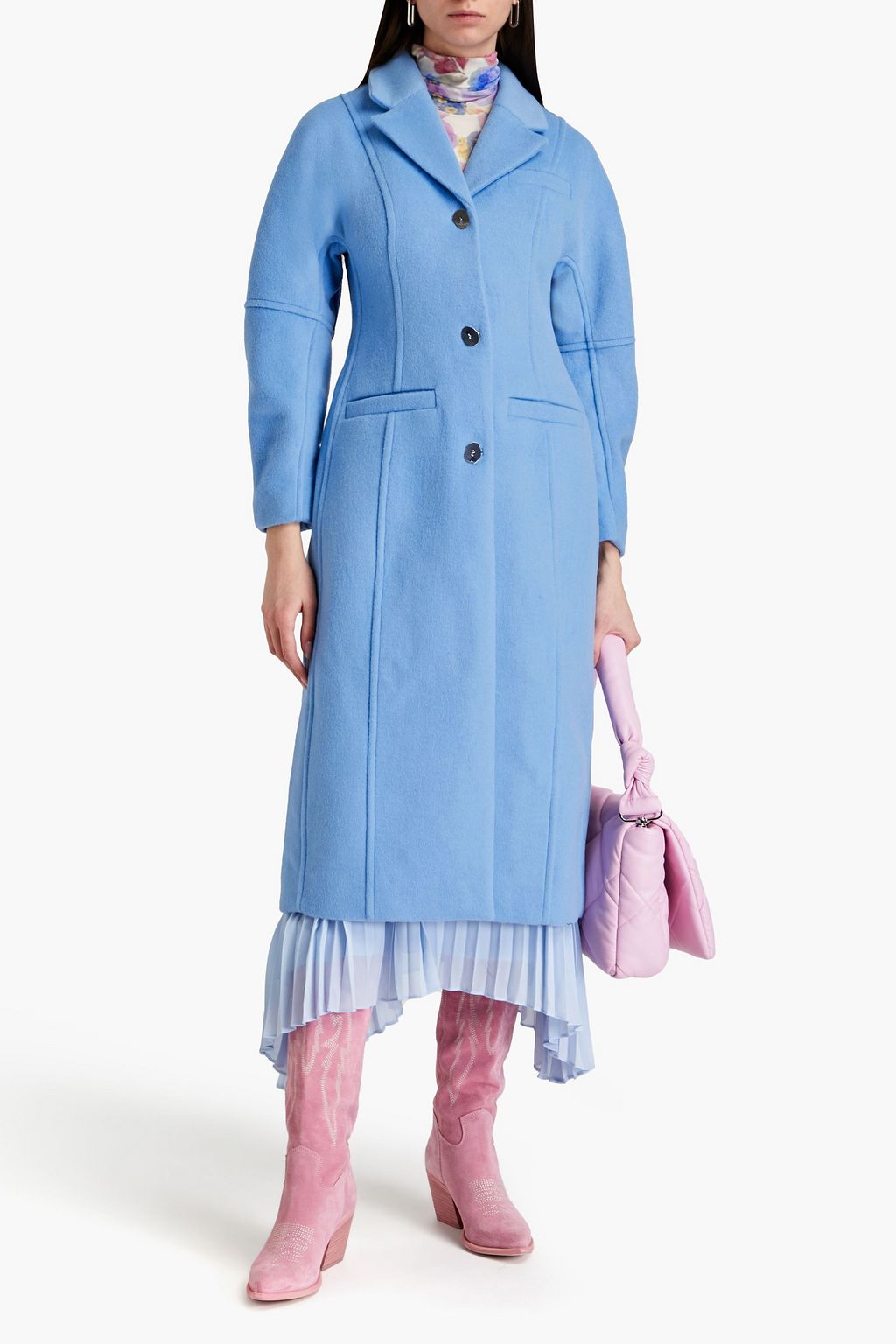 GANNI Wool-blend brushed-felt coat