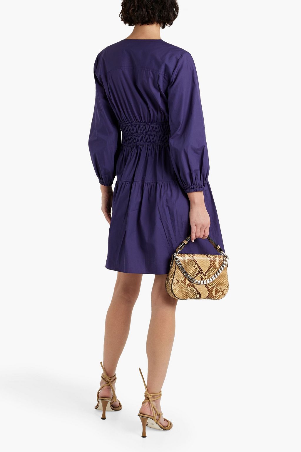 DEREK LAM 10 CROSBY Tiered bow-embellished cotton-poplin mini dress