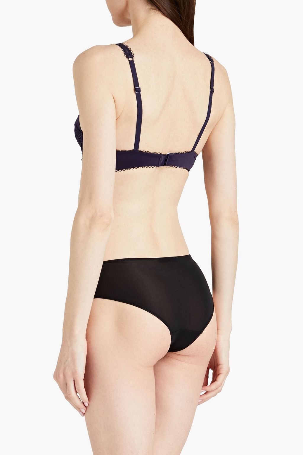 CK ONE Stretchtulle, crochet and jersey underwired bra