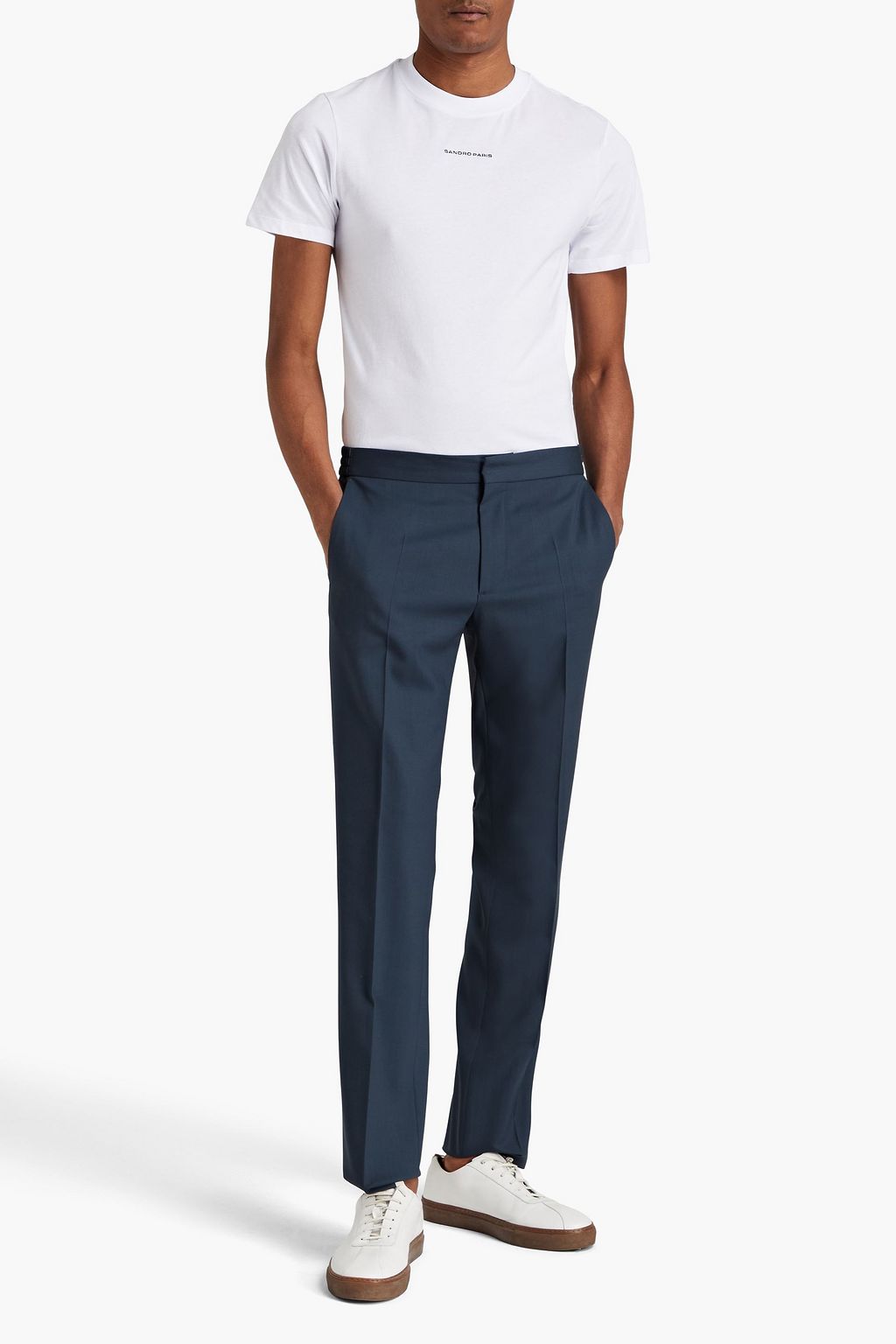 SANDRO Slim-fit wool-twill pants
