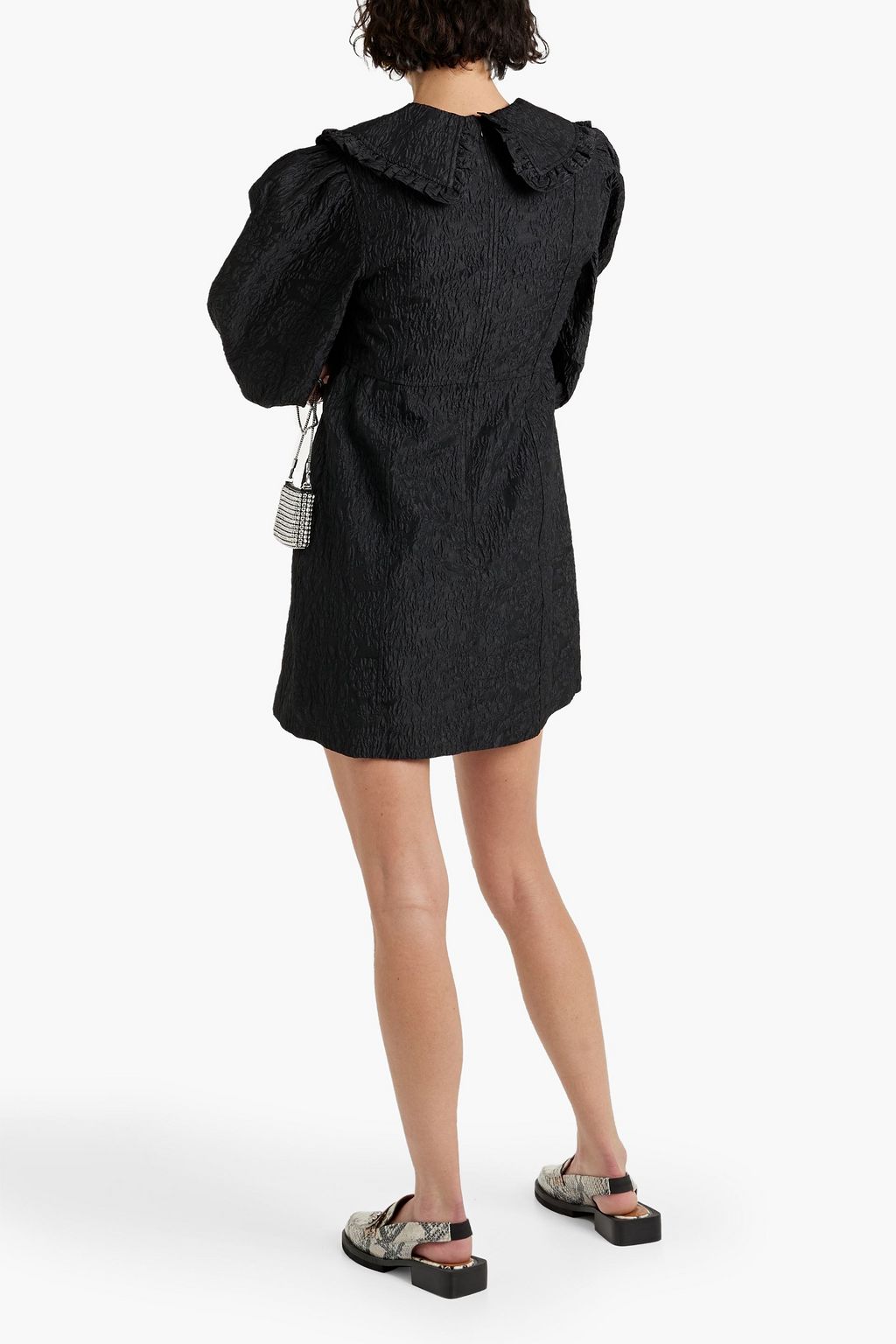 GANNI Ruffled cloqué mini dress