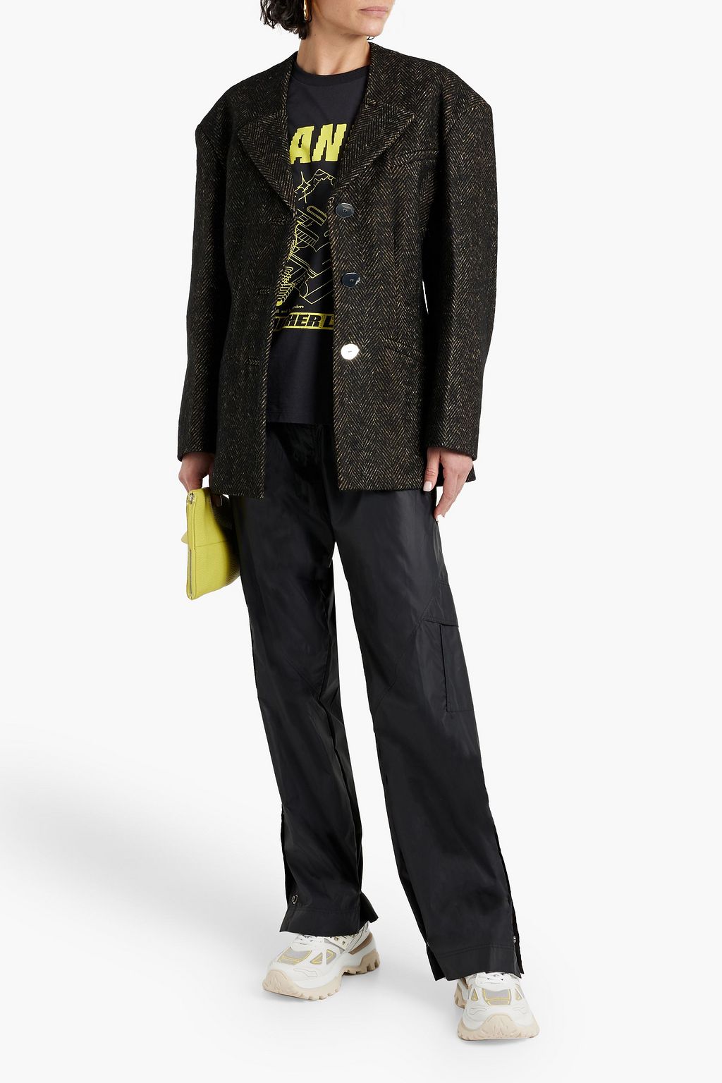GANNI Herringbone tweed blazer