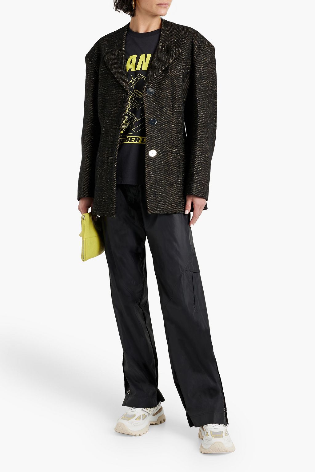 GANNI Herringbone tweed blazer | THE OUTNET