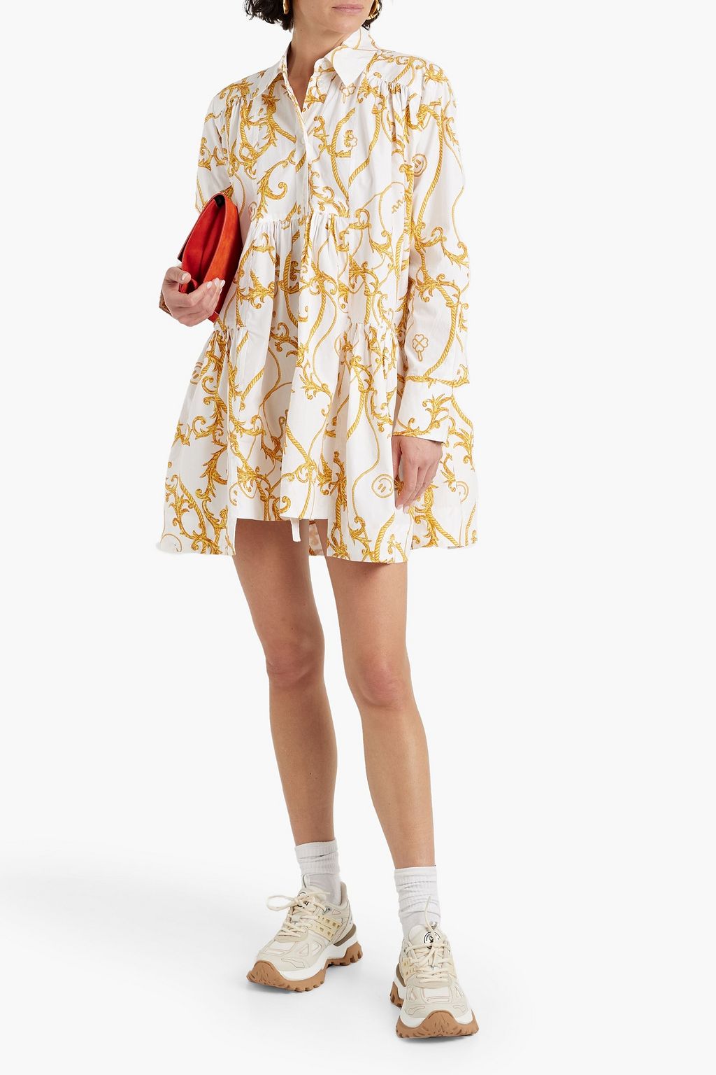 VALENTINO GARAVANI Cape-effect cotton-poplin mini shirt dress