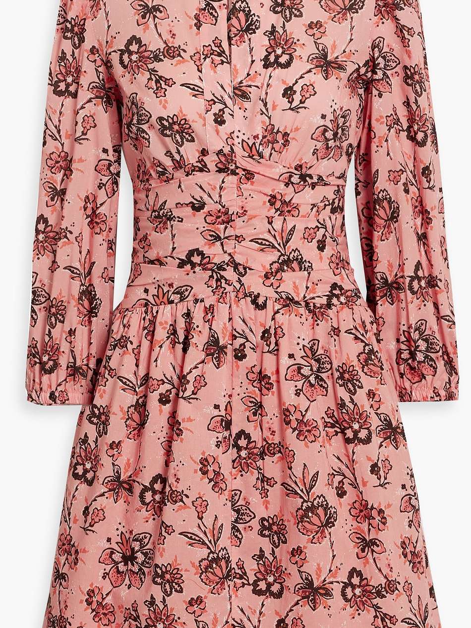 amelia gathered floral-print cotton-gauze mini dress