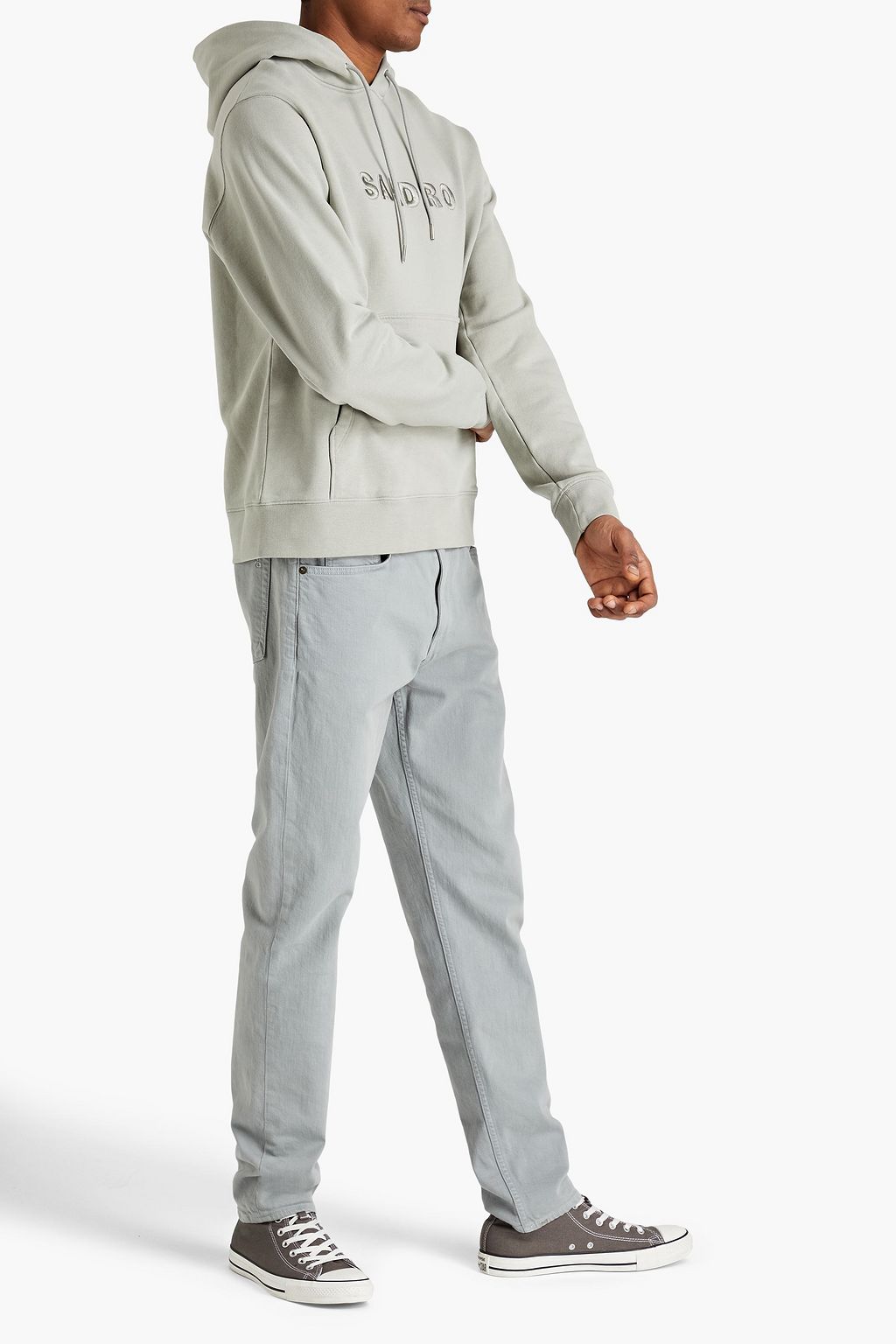 SANDRO Hoodie aus Baumwollfrottee mit Logostickerei