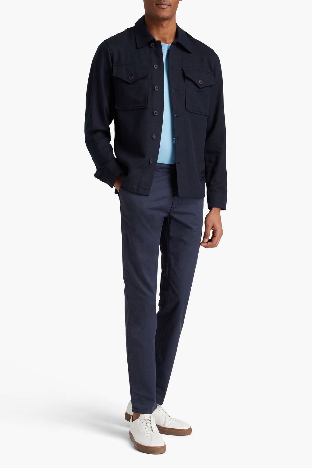 SANDRO Christophe cotton and linen-blend shirt