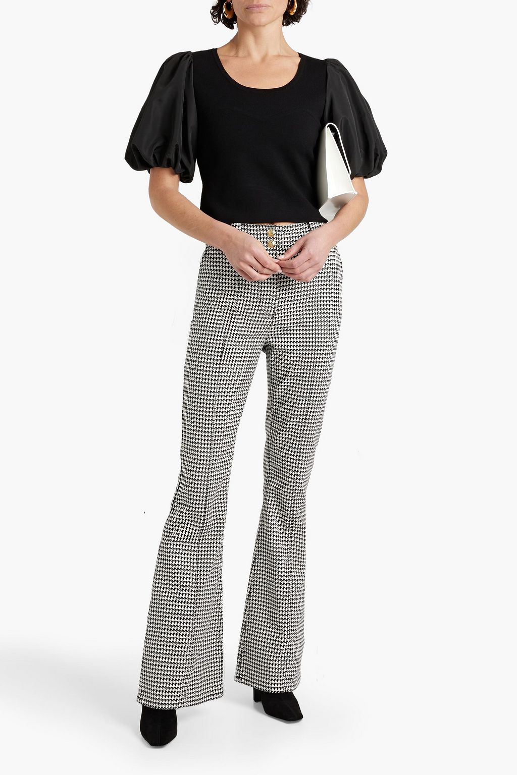 DEREK LAM 10 CROSBY Mara poplin-paneled stretch-knit top