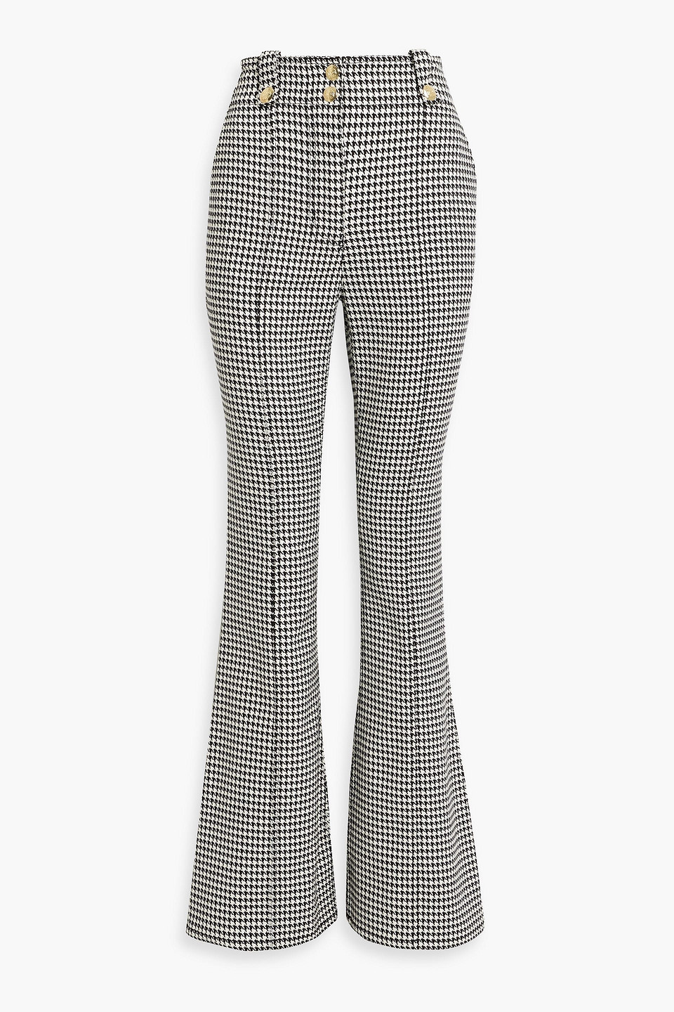 derek lam 10 crosby - houndstooth cotton-blend tweed flared pants - black - us 12