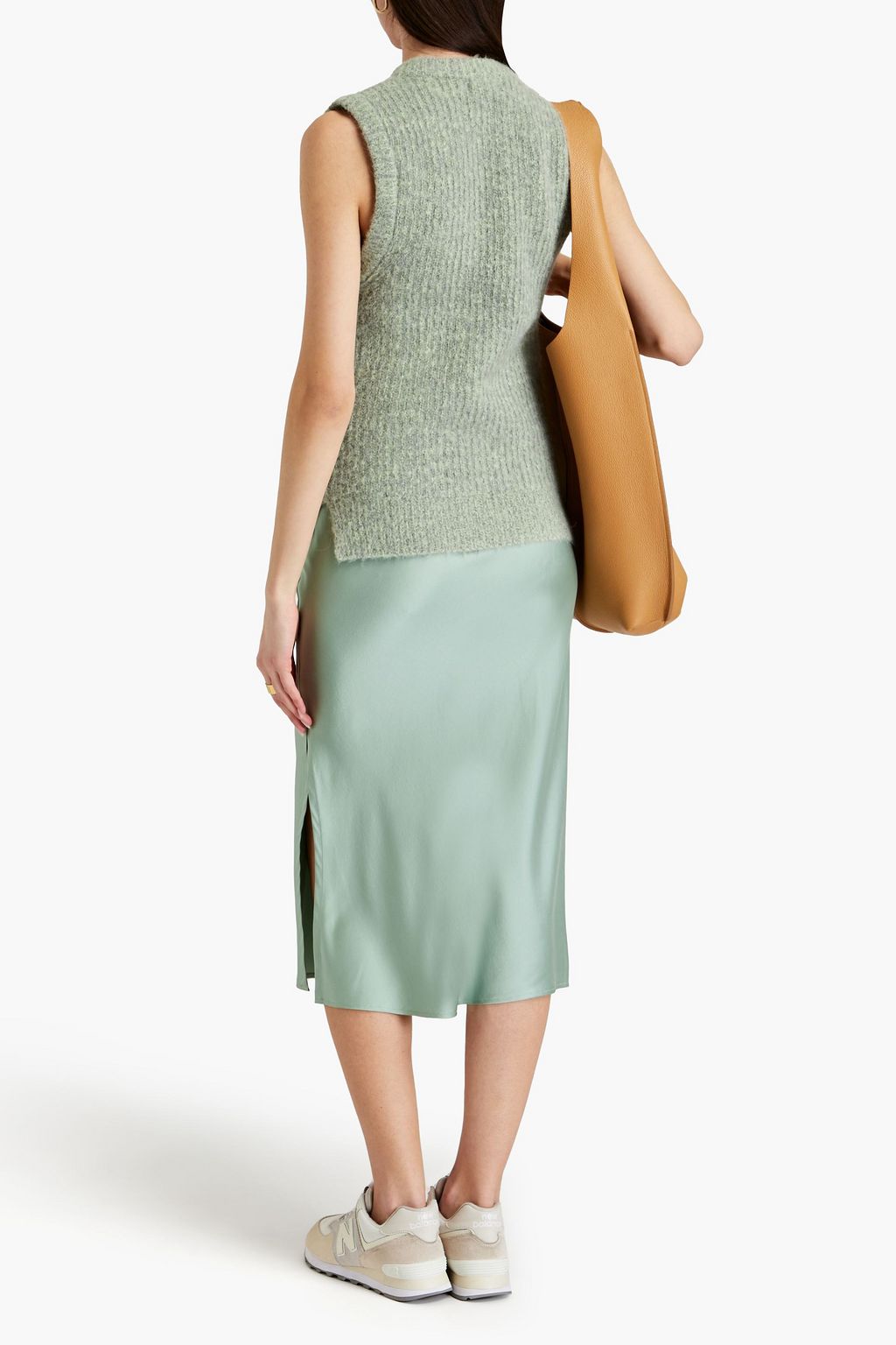 GANNI Crystal-embellished brushed ribbed-knit vest