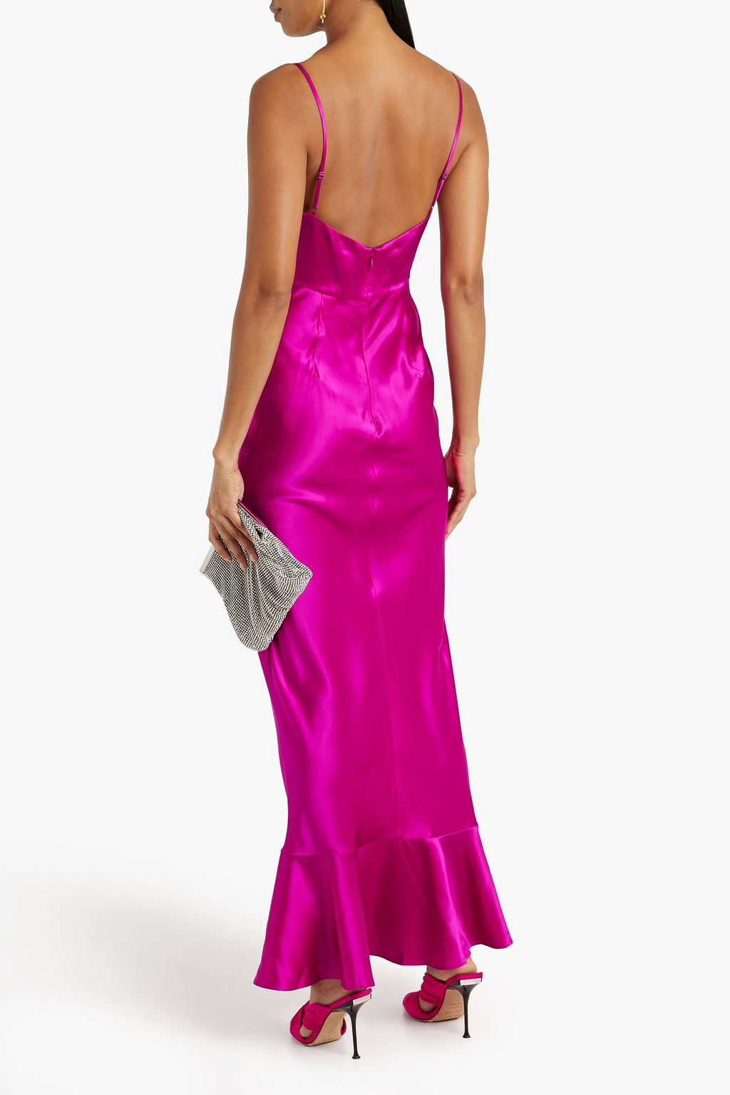 SALONI Mimi fluted silk-satin maxi dress