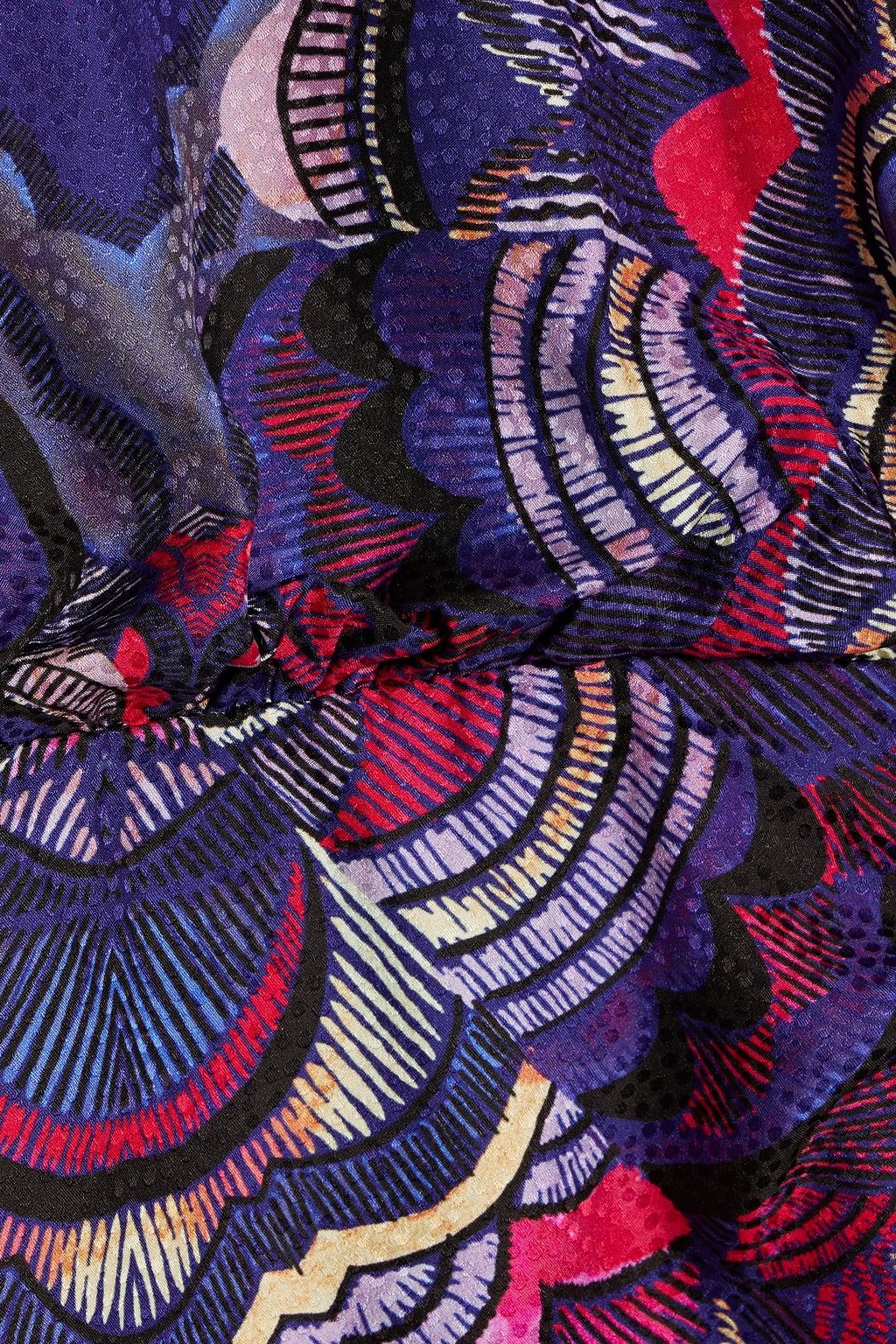 SALONI Crystalline Minikleid aus Seiden-Crêpe mit Chiffon-Einsätzen und Print