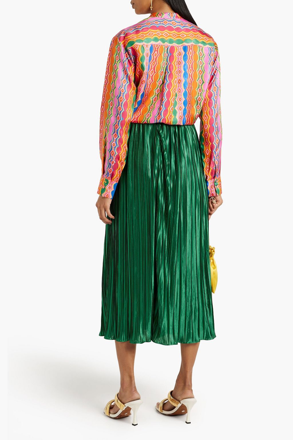 SALONI Bobbi printed silk satin-twill shirt