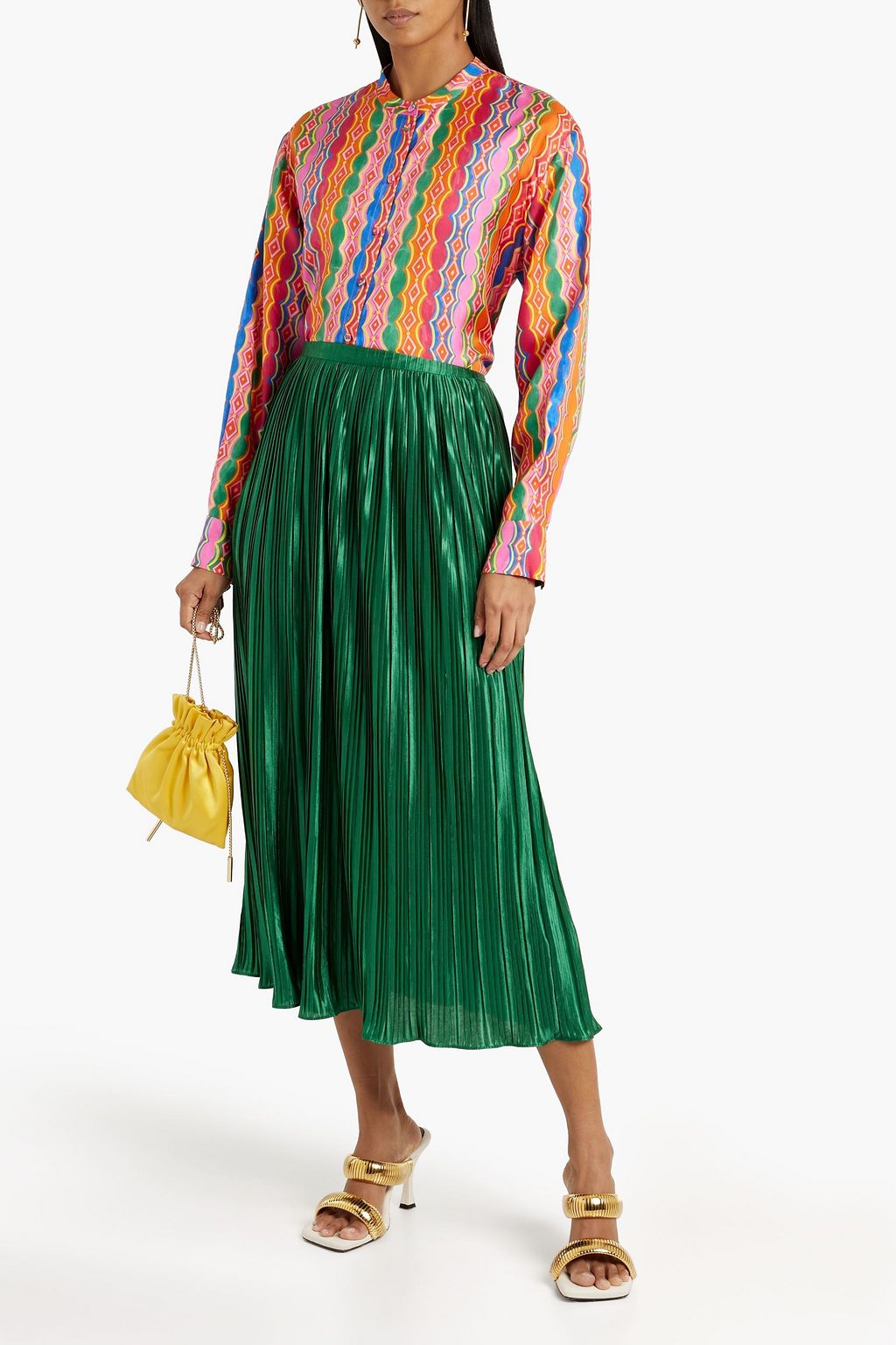 SALONI Bobbi printed silk satin-twill shirt