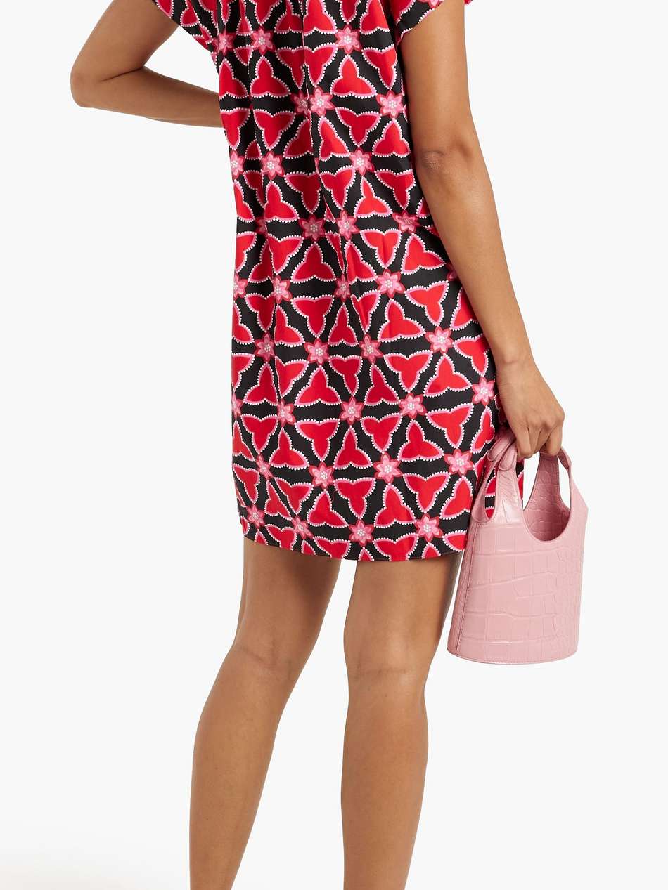 ashley gathered printed cotton-poplin mini dress