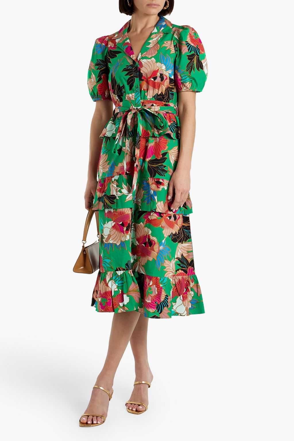 WALTER BAKER tiered floralprint cottonblend poplin midi