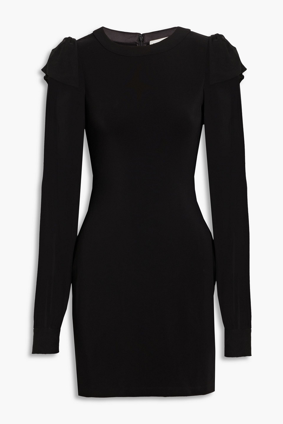 Saloni Lola Silk Chiffon-paneled Ponte Mini Dress In Black | ModeSens Saloni Lola Silk Chiffon-paneled Ponte Mini Dress In Black | ModeSens